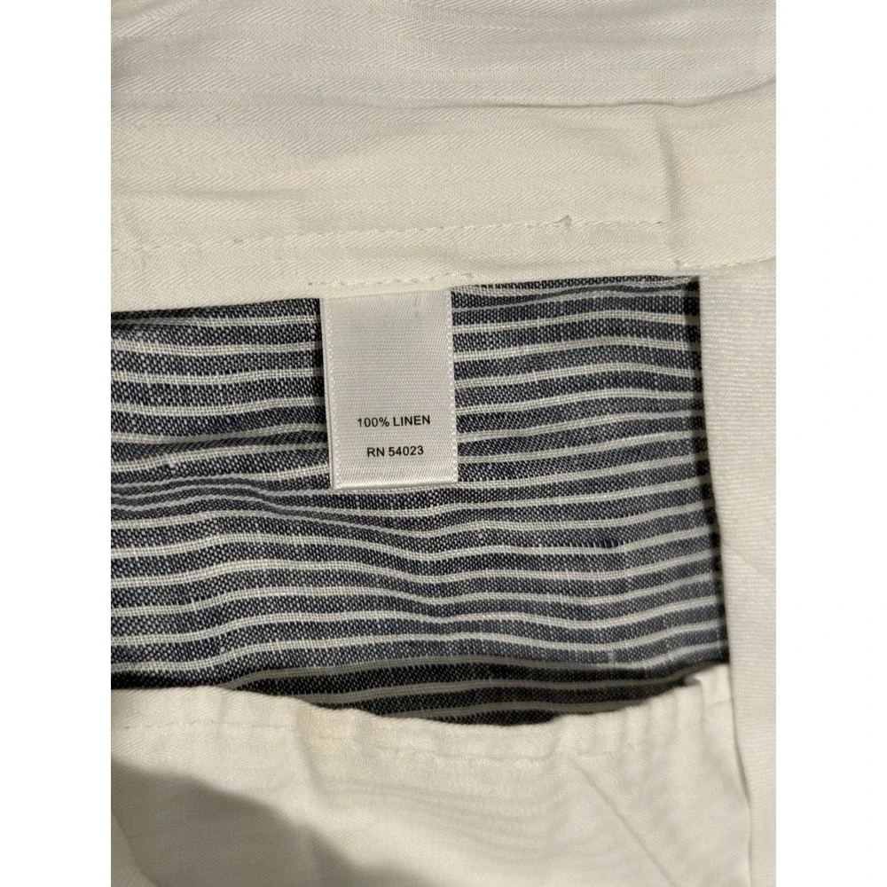 Banana Republic Trouser No. 718 Martin Fit Pants Women Size 8L Blue White Linen